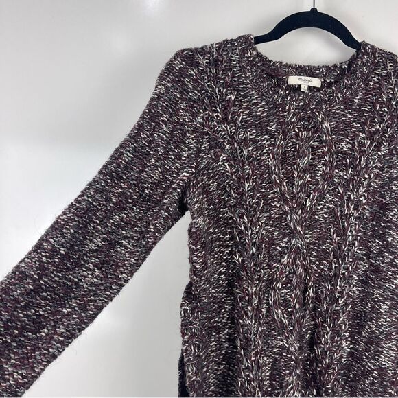 Madewell Firelight Marled Cable Knit Crewneck Sweater Winter Women's Size Small - Picture 6 of 7